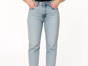 Kadın Yüksek Bel Açık Mavi Mom Jean – Rahat Kalıp Günlük Kot Pantolon